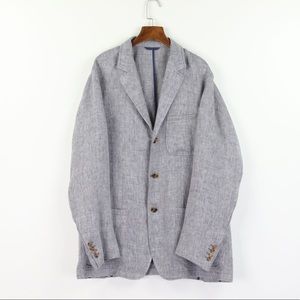 F.M. Allen Blue Linen Soft Textured Tweed Classic Italian Sport Coat Size 44